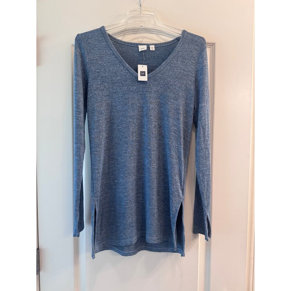 NWT GAP Women's Blue V-Neck Long Sleeve Tunic Top XS Soft Stretch - Picture 6 of 7